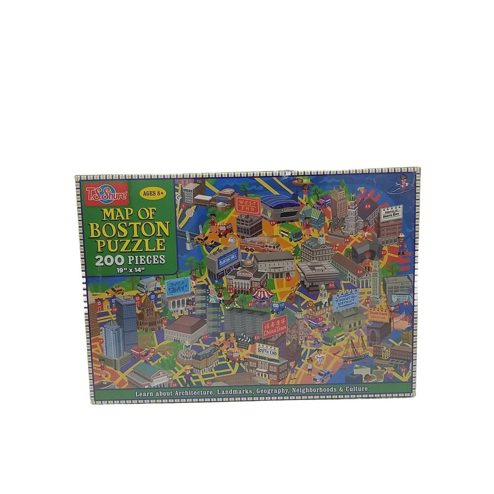 T.S. Shure Map of BOSTON City Jigsaw Puzzle 200 Pieces 19”x14” New & Sealed!